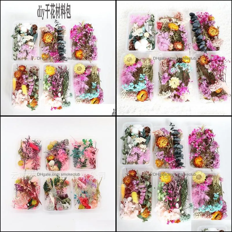 DIY Material Package Immortal Flower Boxed Mixed Dried Flower Candle Aromatherapy Handmade Group Fan Embossed Photo Frame Material Package Photography
