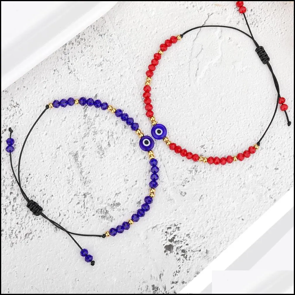 Braided Evil Blue Eye Bracelet Handmade Jewelry Colorful Crystal Beads Bracelets For Women Girl