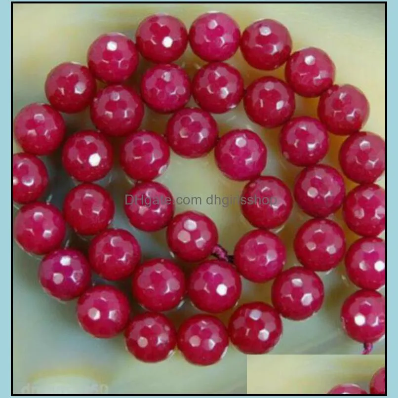 Natural 6/8/10mm Faceted Brazil Red Ruby Round Gemstone Loose Beads 15`` AAA