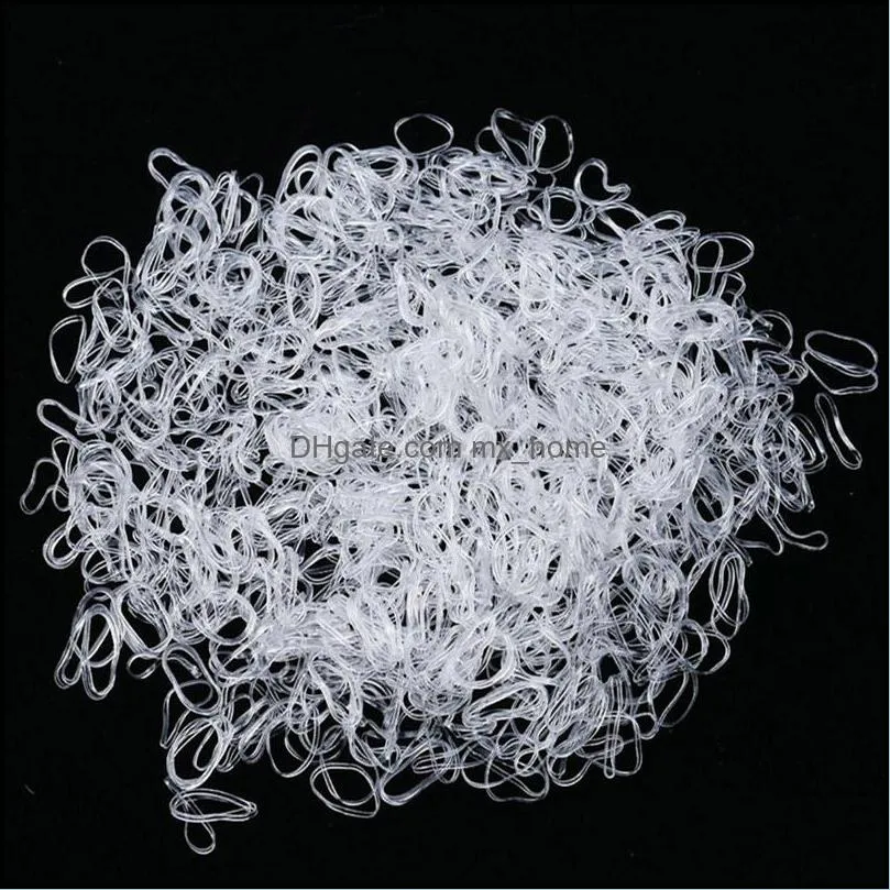 1000pcs/lot girl ponytail holder ring black transparent disposable elastic hair bands rubber band scrunchies kid hair accessories dbc