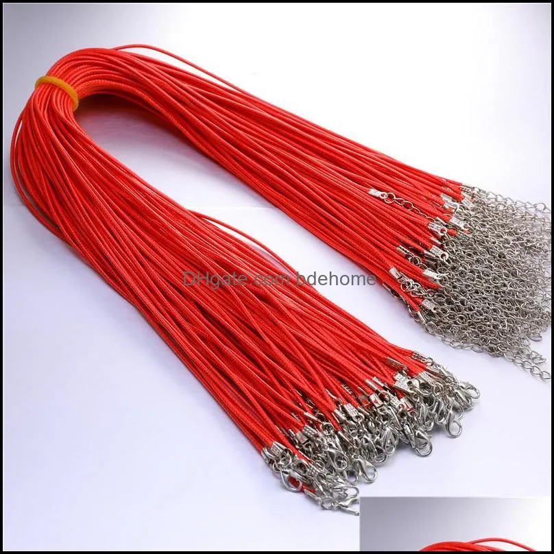 100pcs Colorful Wax Leather Strands Necklace strap buckle shrimp Pendant Jewelry Leather cord lanyard with Chain DIY 71 J2