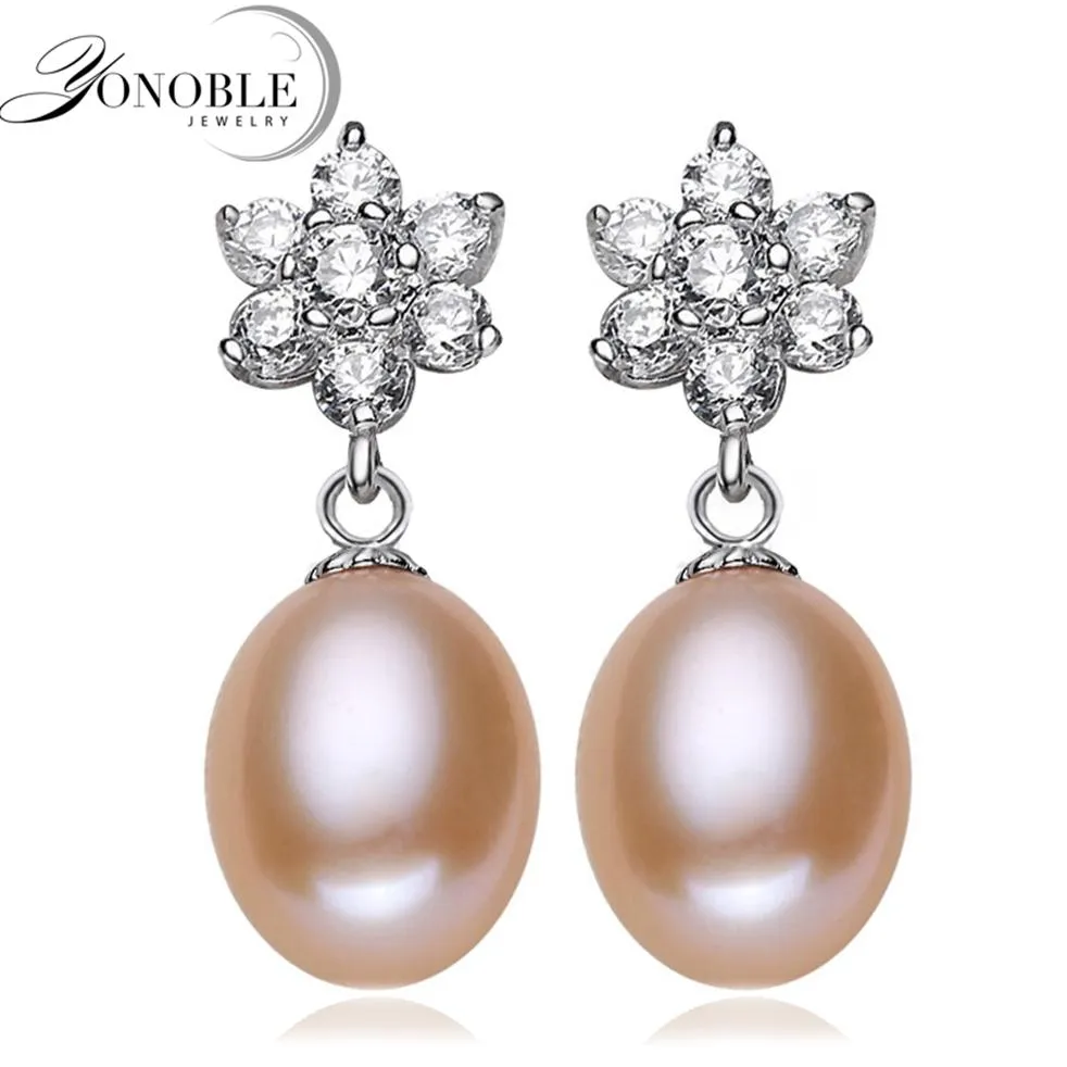 Stud YouNoble Fashion White Real Natural Fresh Water Pearl Earring 925 Sterling Silver Jewelry Women Birthday Gift Brincos Perolas2768
