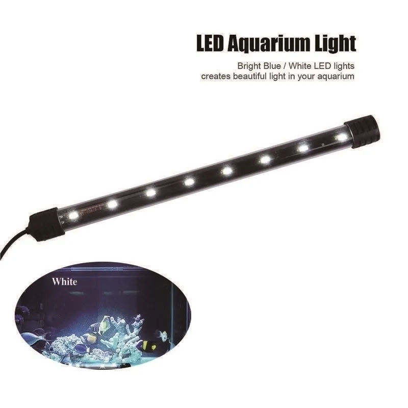 EU Plug rium Light Fish Tank Waterproof LED Bar tic Lamp Submersible 17cm Fluorescent Diving s Blue and White Y200917