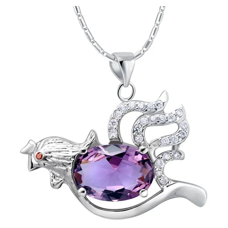 Collane con ciondolo Collana di cristallo viola da donna placcata bella bianca per ciondolo regalo