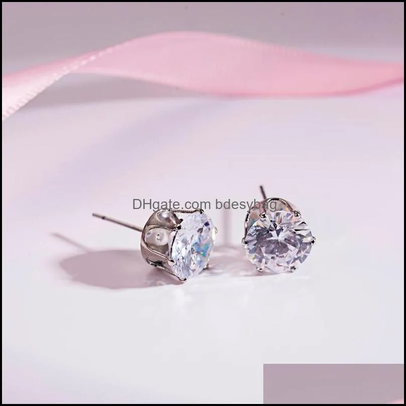 stud pairs cz zircon crystal round small earrings wedding six earring 3-10mm for women girls jewelry giftstudstudstud