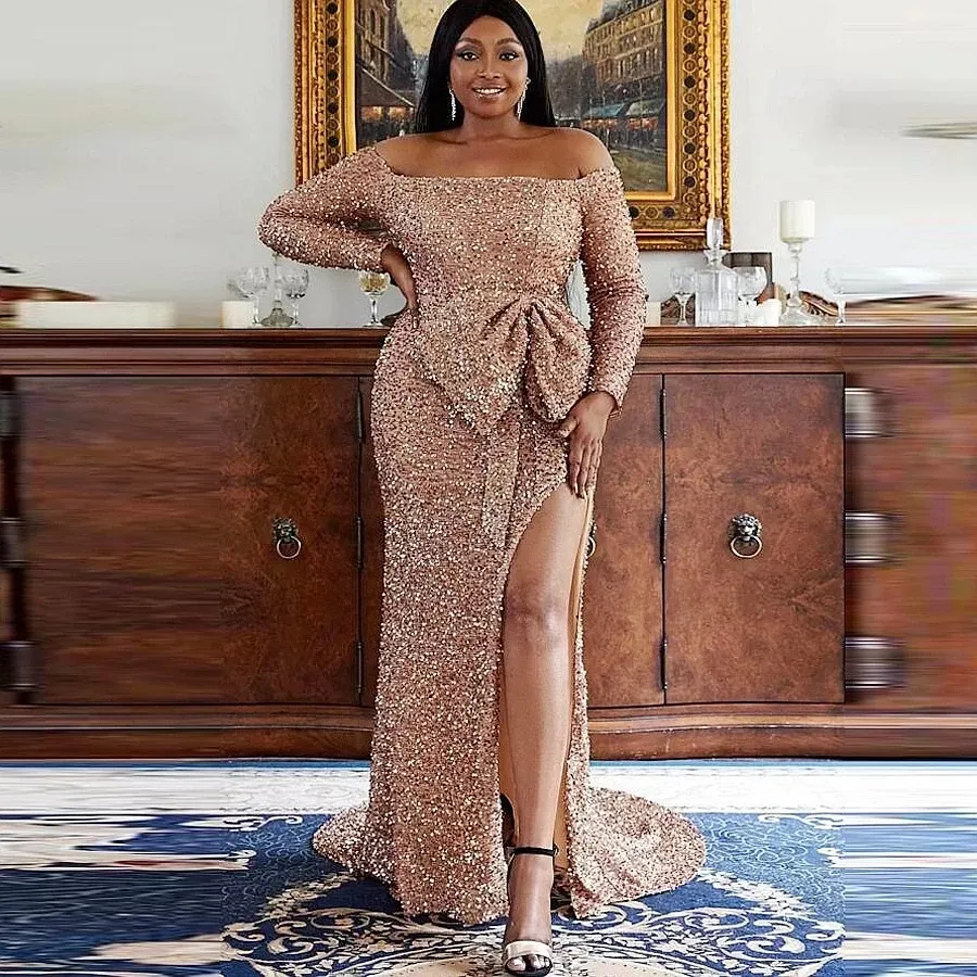 elegant rose dress Elegant Rose Gold Glitter Layered Strap Deep V-Neck Gown main image 0