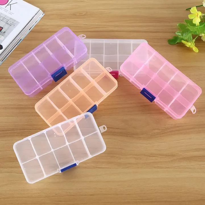 10 Grids Jewelry Storage Box Plastic Clear Display Case Organizer Holder for Beads Ring Earrings Jewelry SN6445