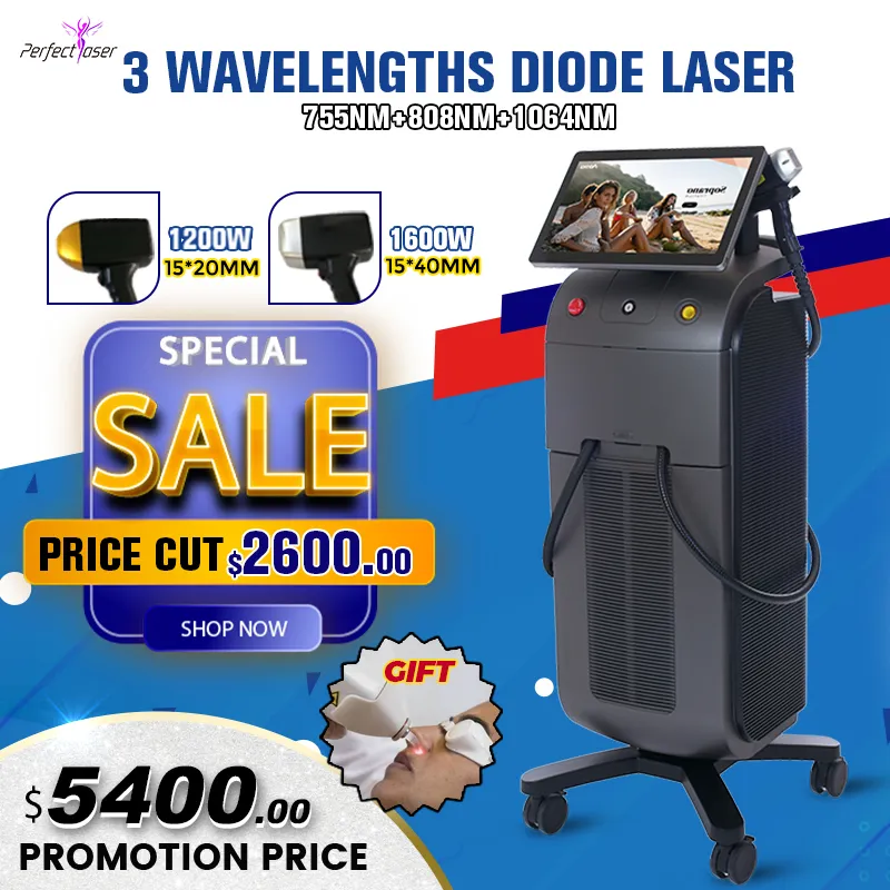 Professionele diode laser ontharingmachine 3 golflengte trio lazer Alexandrite verwijder haren platina ijsapparatuur