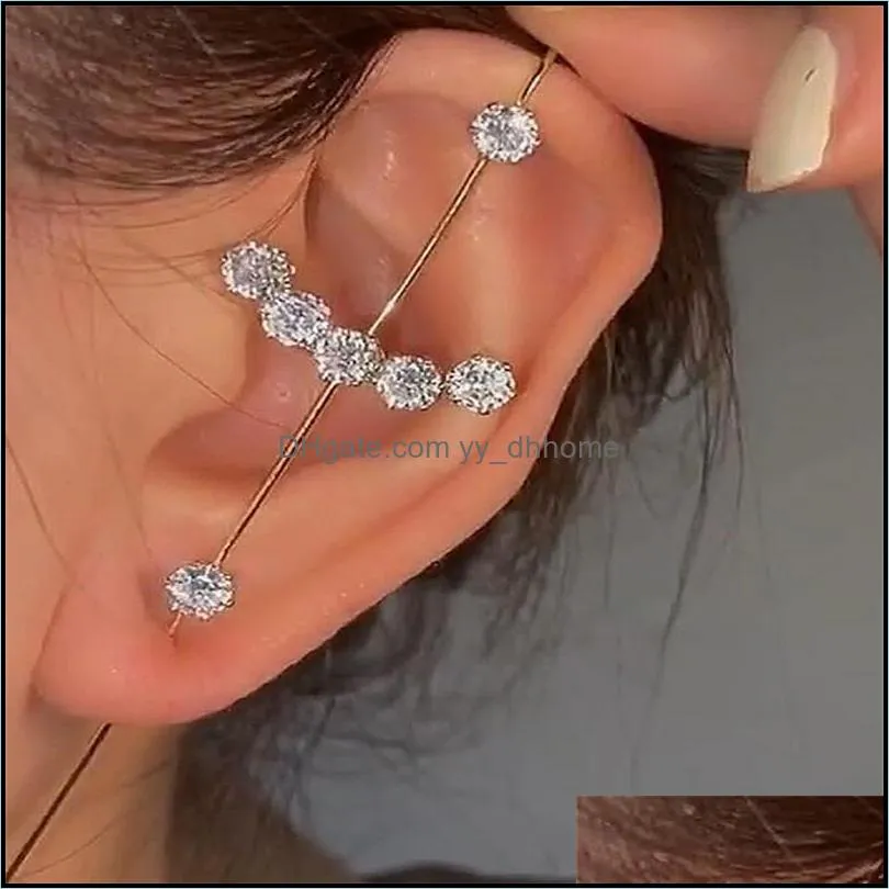 crystal piercing earring fashion pearl crawler hook earrings women girls metal wire stud sparkling jewelry k532faz
