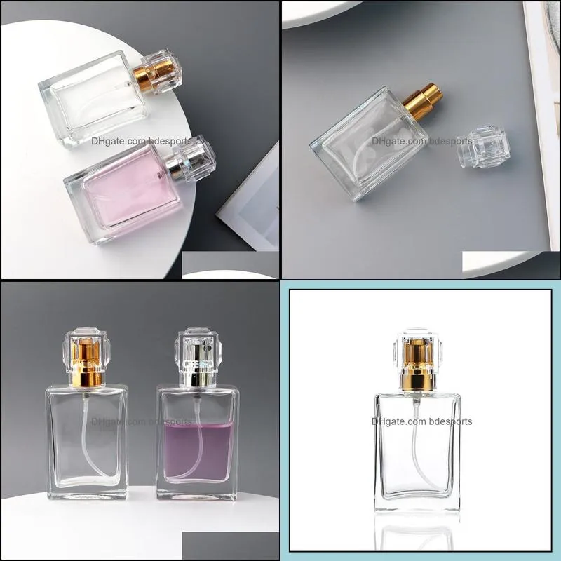 1Oz 30ML Empty Perfume Bottles Elegant Square Clear Glass Bottle Fine Mist Atomizer for Perfumes, Colognes, and Aromatherapy Sprays