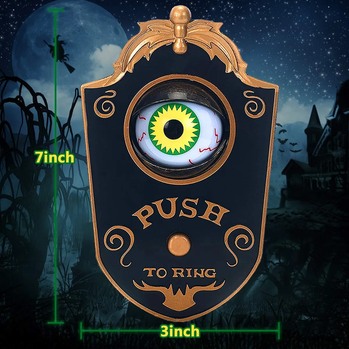 XUJAIOLQP Campanello per Halloween con Un Occhio Unico Animato, con Suoni Spettrali, Evento di Dolcetto o Dolcetto per Bambini, Feste di Halloween e Oggetti di Scena (Bianco
