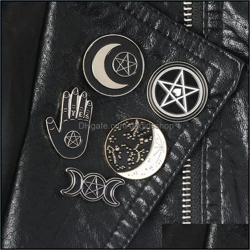 witch pins collection pentagram triple moon constellation wizard brooches witchy goth jewelry lapel pin for witches