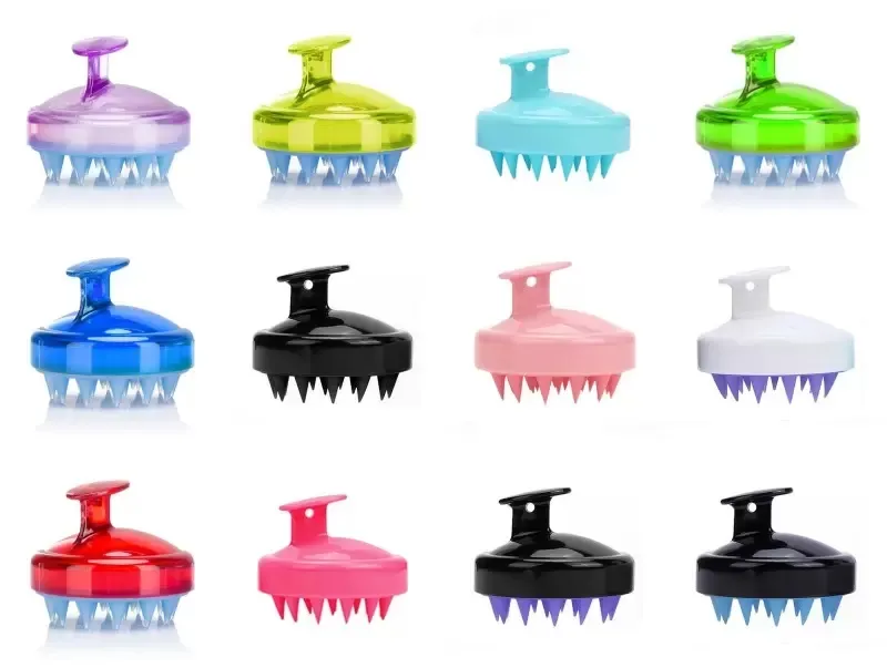 12 stili Spazzola per massaggio Lavaggio dei capelli Scrub per il cuoio capelluto Cuscino d'aria Shampoo in silicone Pettini Pulizia Accessori per il bagno