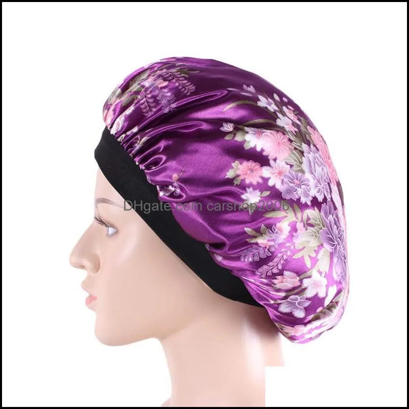 fashion women silky night sleep cap hair wrap hat satin bonnet ladies head wear cap hairloss cap salon color