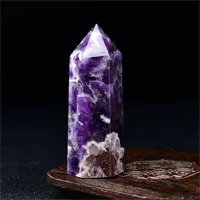 3 PCs Chevron Amethyst Crystal Points Natural Healing Reiki Towers Meditation Chakra Specimen Room Decor Collection Gemstone