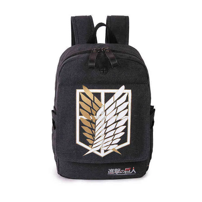 Anime Backpack Canvas Backpack Attack on Titan Cartoon Bagpack Fashion School Bag Teenage Laptop Bagpack New Style Travel Bag AA220316