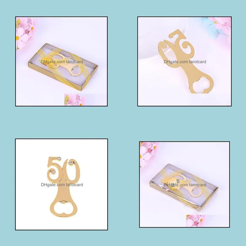 Golden Wedding Souvenirs Digital 50 Bottle Opener 50th Birthday Anniversary Gift For Guest free shipping
