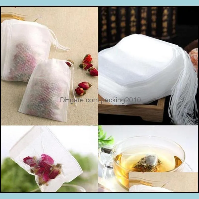 100Pcs/pack Teabags 5.5 x 7CM Empty Scented Tea Bags With String Heal Seal Filter Paper for Herb Loose Tea EEA137