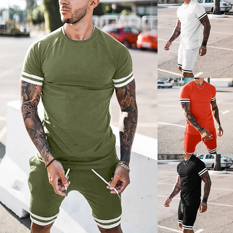 Herren-Trainingsanzüge, Herren-Sportanzug, kurzärmeliges T-Shirt mit Shorts, bequem, atmungsaktiv und trocken, für den täglichen Freizeitsport