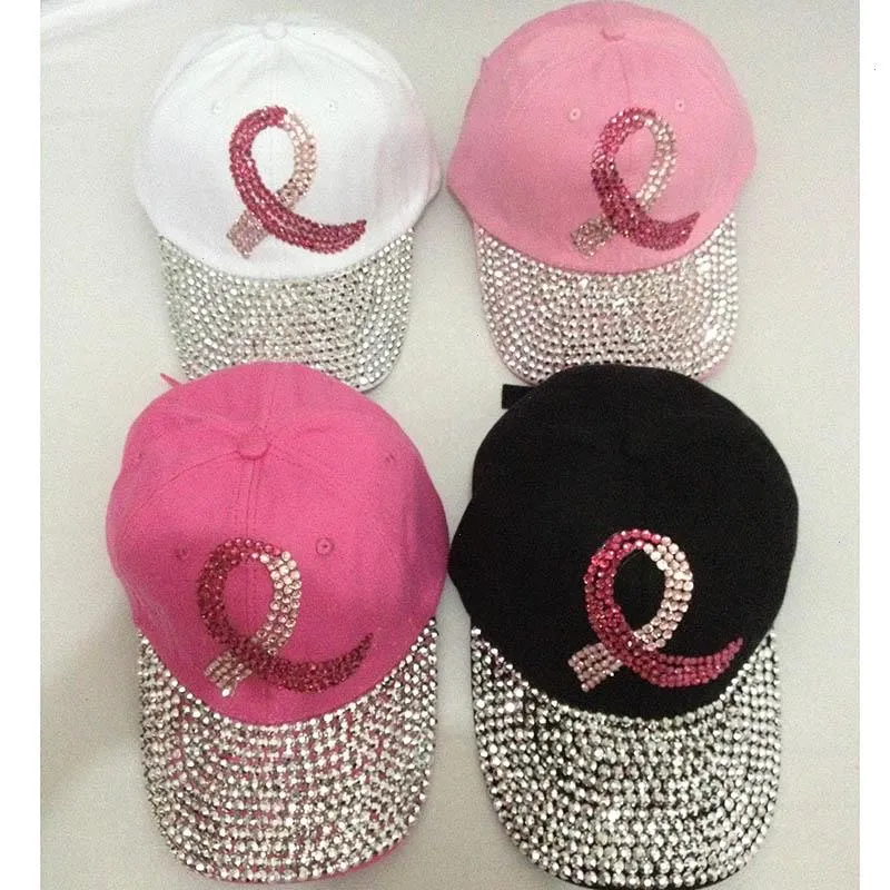 Colored Ribbon Women Studded Crystals Hat Rhinestones Sequins Baseball Cap Pink Swag Fashion Bling Casual Female Outdoor Hats