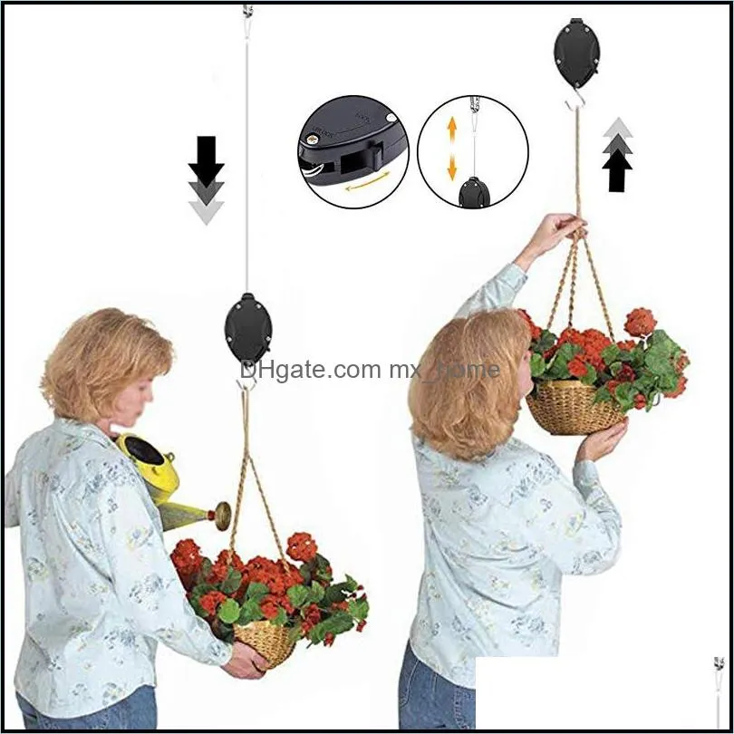 garden supplies retractable hanging basket pull down hanger pulley gardens baskets plant pots basin hook greenhouse 20cm