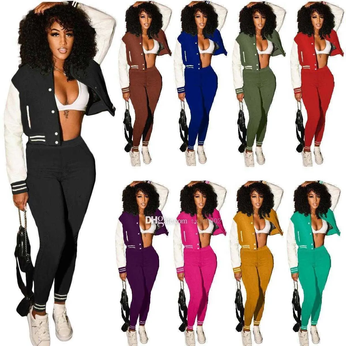 Designer Women Tracksuits Sweatsuit Two Piece Pants Outfits Fall Baseball Jackets Set Joggers Sportwear Varsity Suits