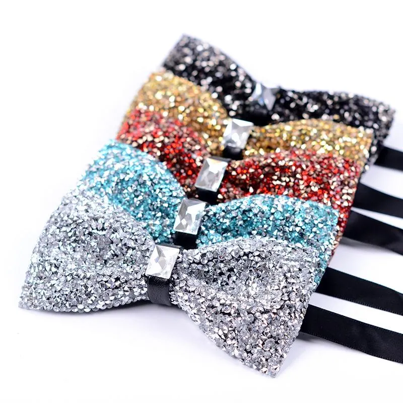 Bow Ties Shiny Romantic Wedding Party Groom Tie For Men Luxury Noble Diamond Designers Brand Butterfly Bowties With Gift BoxBow