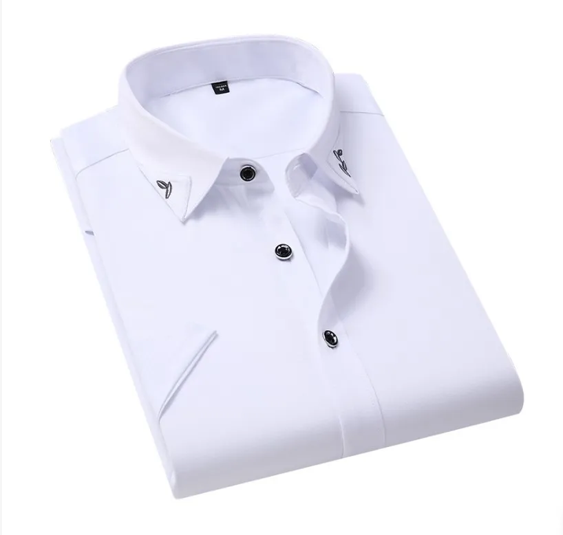 Smart Casual Summer Shirt Men Short Sleeve Turn Down Collar Business Mens Dress Shirts Anti-wrinkle Easy Care