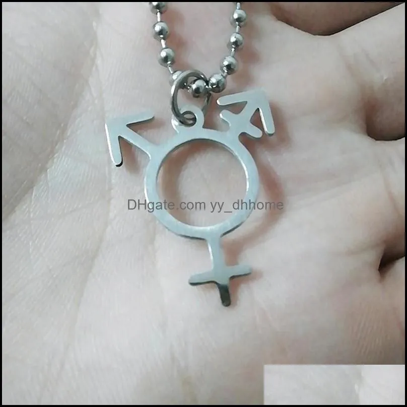 pendant necklaces stainless steel transgender symbol necklace pride jewelry male and female giftpendant