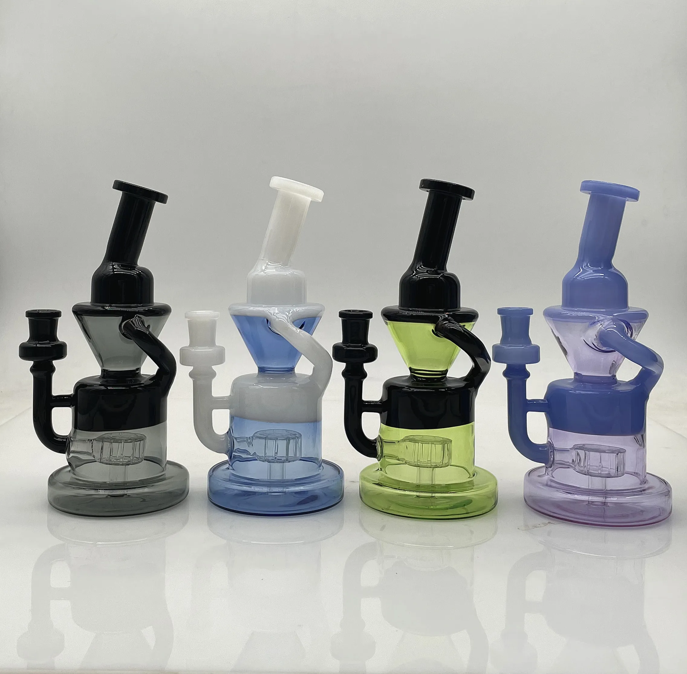 Bong in vetro Bubbler Dab Rig Narghilè Tubo dell'acqua con abbinamento di colori unico per l'olio