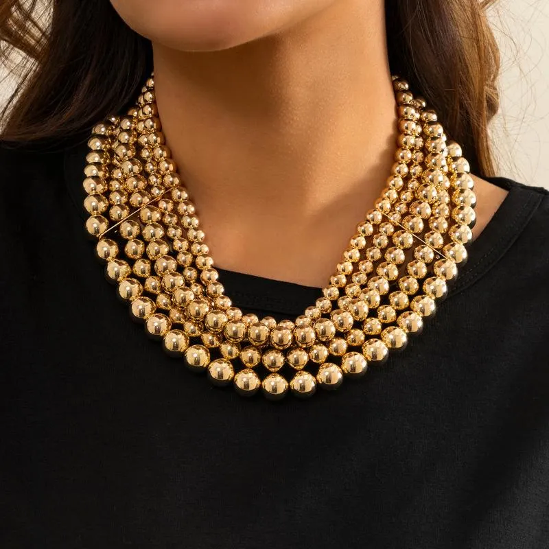 Chokers Purui 2022 Fashion Multilayer Perlen Kurzkette Choker Halskette für Frauen Goldfarbe CCB Perlen Schmuckkragen Geschenkchokers