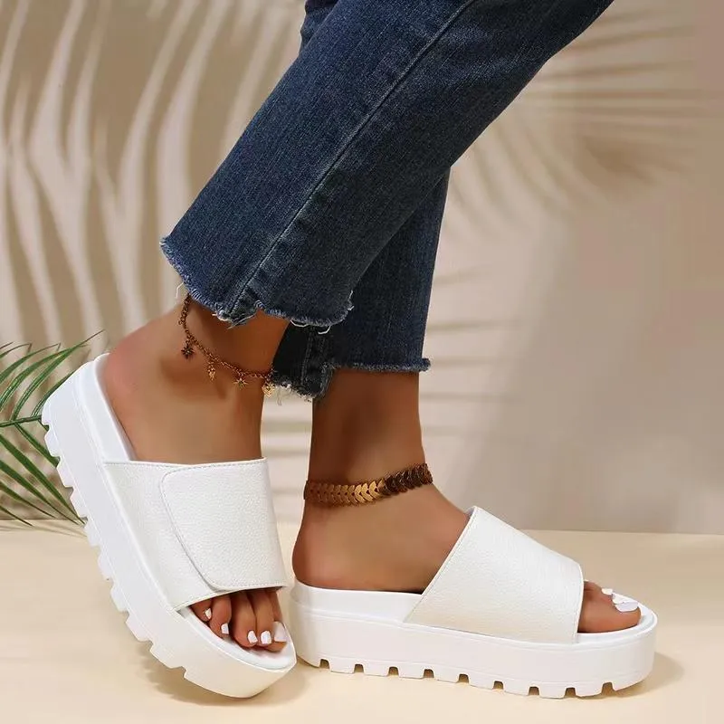 Sandálias verão moda roma mulheres sapatos confortáveis mulher peep toe sola grossa plana casual feminino sandaliassandals