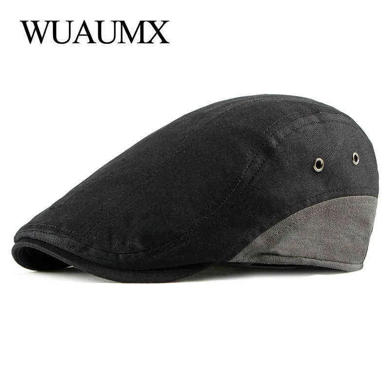 Wuaumx Casual Summer Berets Hat Men Peaked Ivy Cap Thin Duck Mouth Hat For Male Fishbone Beret Cap Adjustable Boina Hombre J220722