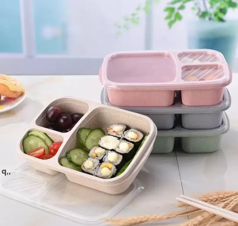 Vete halm Lunchkasse Mikrovågsugn Bento Boxs Förpackning Middag Service Kvalitet Hälsa Naturlig Student Portable Food Storage RRB14985