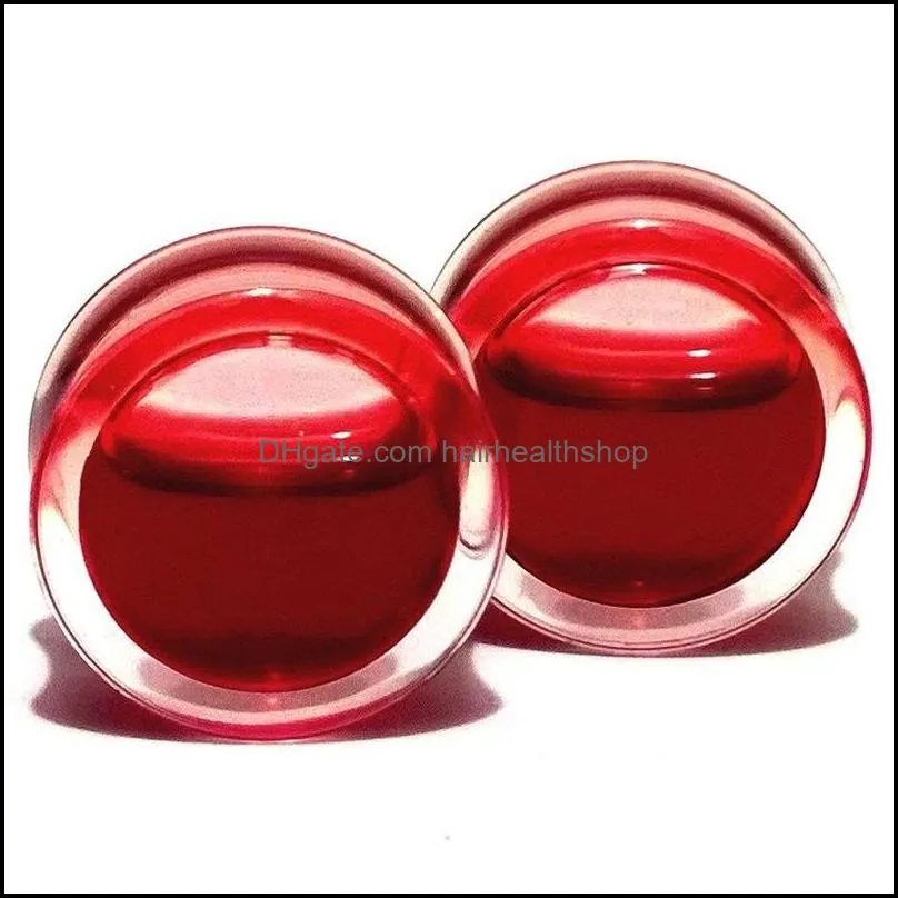 1pair red liquid blood ear gauges body acrylic plug earrings piercing jewelry mixes 9 size