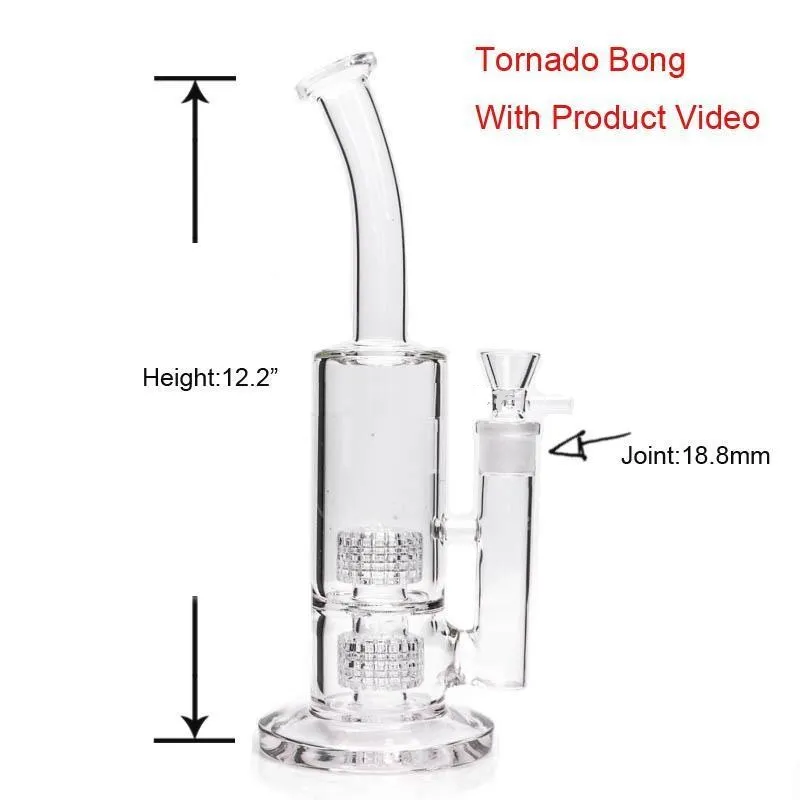 12,2 tum HOOSHS GLASS DAB RIGS BONG 5 Stil Tobak Mobius Vortex Bongs Double Matrix Percolator Glass Pipe med 18,8 mm skål
