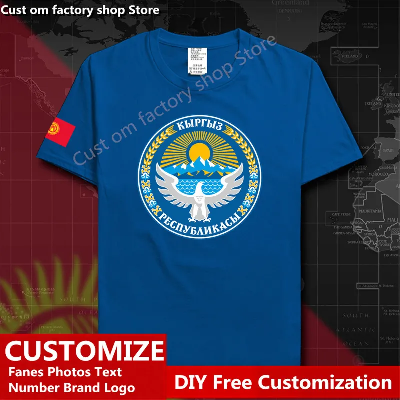 Kirghizistan Kirghiz coton t-shirt personnalisé Jersey Fans bricolage nom numéro t-shirt mode Hip Hop lâche décontracté t-shirt KG KGZ drapeau 220616