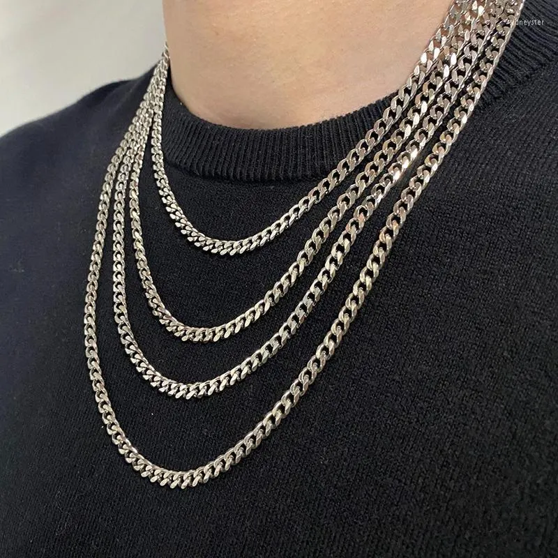 Chains Classic Cuban Chain Men Necklace Stainless Steel 3/5/7mm Wide Curb Link For Women Choker JewelryChains Sidn22