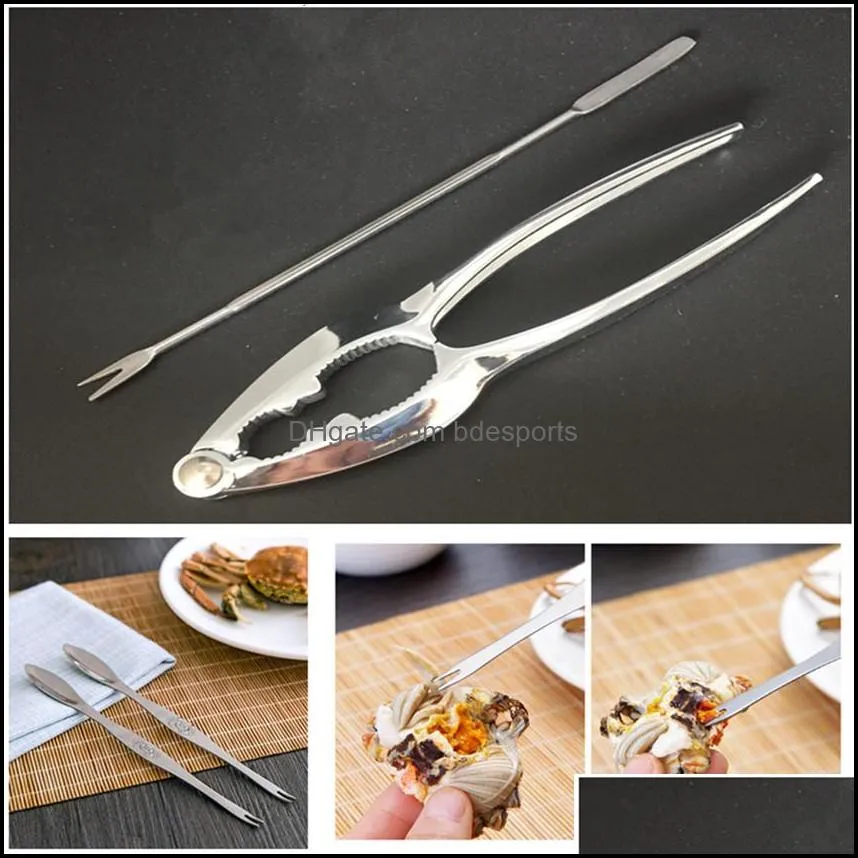 4Pcs Seafood Tool Set Fruit Forks Crab Shrimp Fruits Pliers Spoon Sets Nut Walnut Lobster Cracker Tools Kitchen Accessories