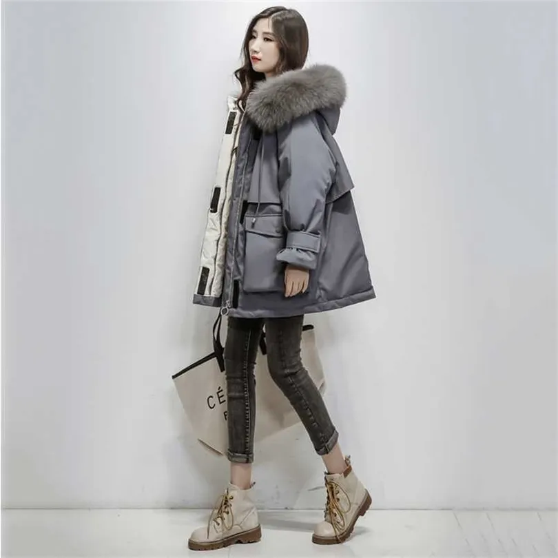 Mujeres Abajo Chaquetas Abrigo Moda de invierno Baggy Grueso Cálido Burbuja de gran tamaño Puffer Señoras Abrigo Parker Chaquetas acolchadas de algodón Outwear 211120