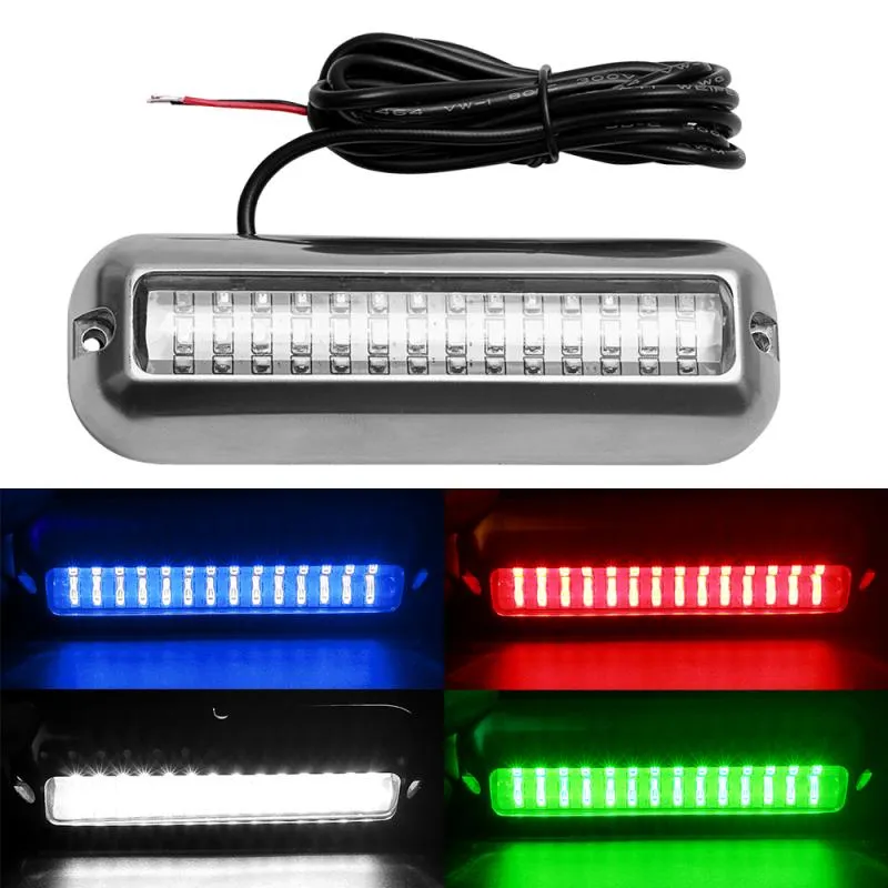 Undervattensät Pontoon Yacht Marine Boat Transom 80W 42 LED Rostfritt stål Universal Light Navigation Blue/Green Marine