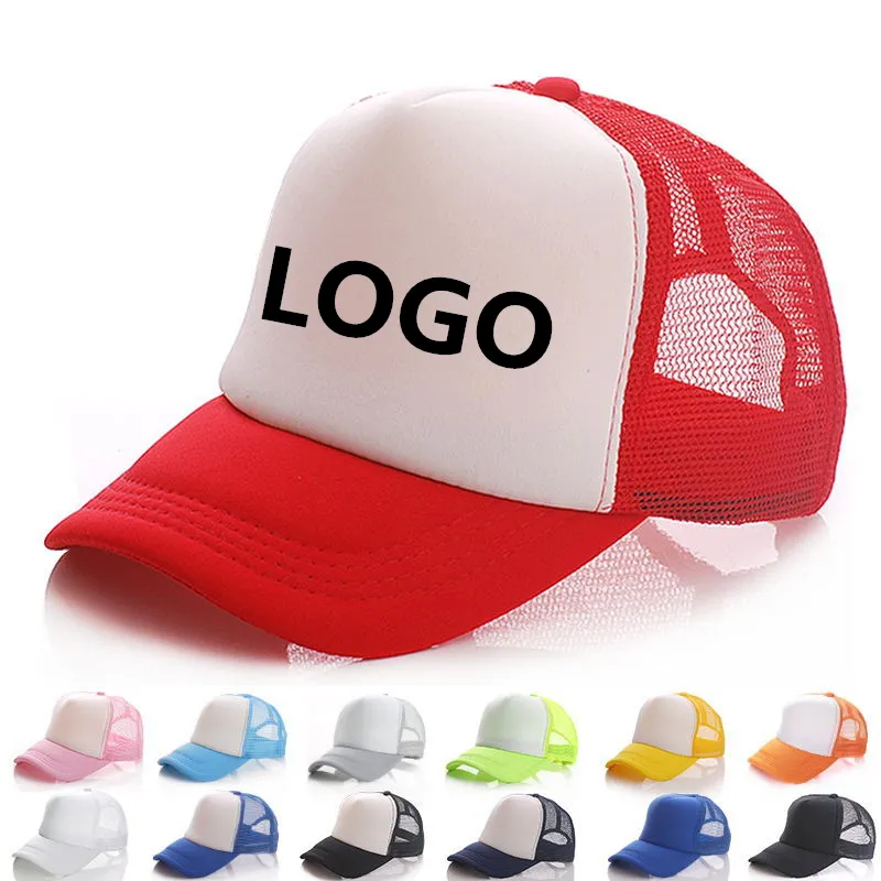 Plain Trucker Hats For Adults Men Women Custom Printing Embroidery Logo 5 Panels Blank Summer Mesh Cap Adjustable Snapback Sport Baseball Sun Visor Wholesale
