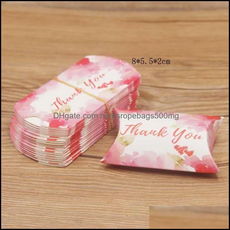 Pillow Shape Paper Gift Wrap Candy Box 8x5cm Kraft Papers Boxes Wedding Birthday Baby Shower Favors Package Case 236 N2