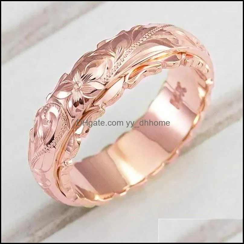 Flower Rings Suspension Carving Alloy Band Women Gold Silver Plating Ring Marriage Gift Fashion Jewelry 1 5hj L2