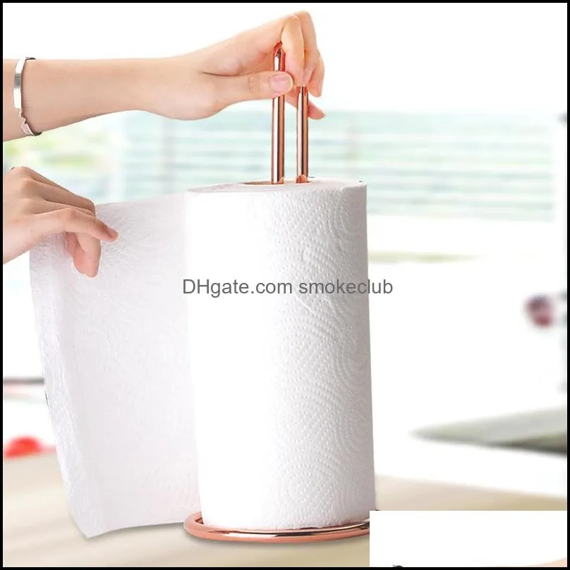 Kitchen Storage Shelf Paper Towel Holder Dispenser Bathroom Tissue Stand Countertop Vertical Napkins Rack GWB14235
