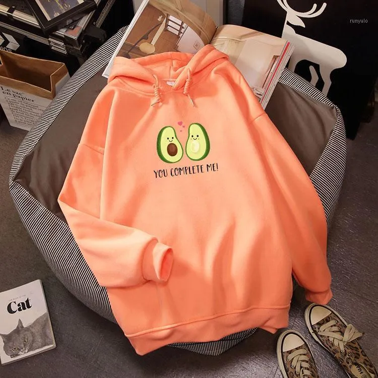 Women's Hoodies & Sweatshirts Avocado Print Letter Kawaii Sweatshirt Winter Streetwear Harajuku Oversize Hoodie Female Kpop Hoody Ladies Cut