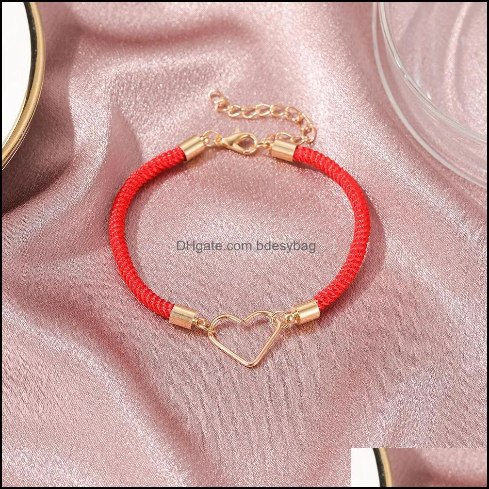 4pcs/lot bracelet jewelry friendship hand-woven heart charms rope chain bracelet lucky rope love hand couple bracelet