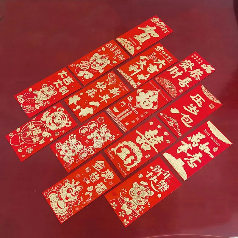 Gift Wrap 6/5Pcs Chinese Zodiac Year Red Envelopes Cute Cartoon Tiger Money PocketsGift
