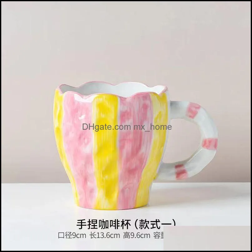 high-value mug home drinking water cup personality creative ceramic coffee cup hand pinch light luxury
