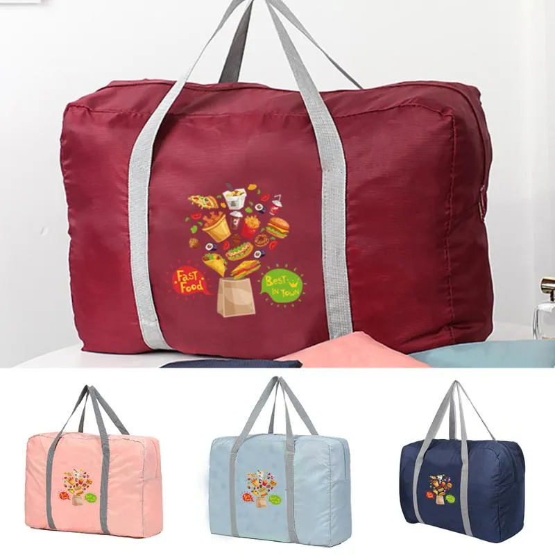 Duffel Bags большой емкость Mrain Men Одеждайте сумку женщин для хранения багажа сумочка фаст -фуд печата